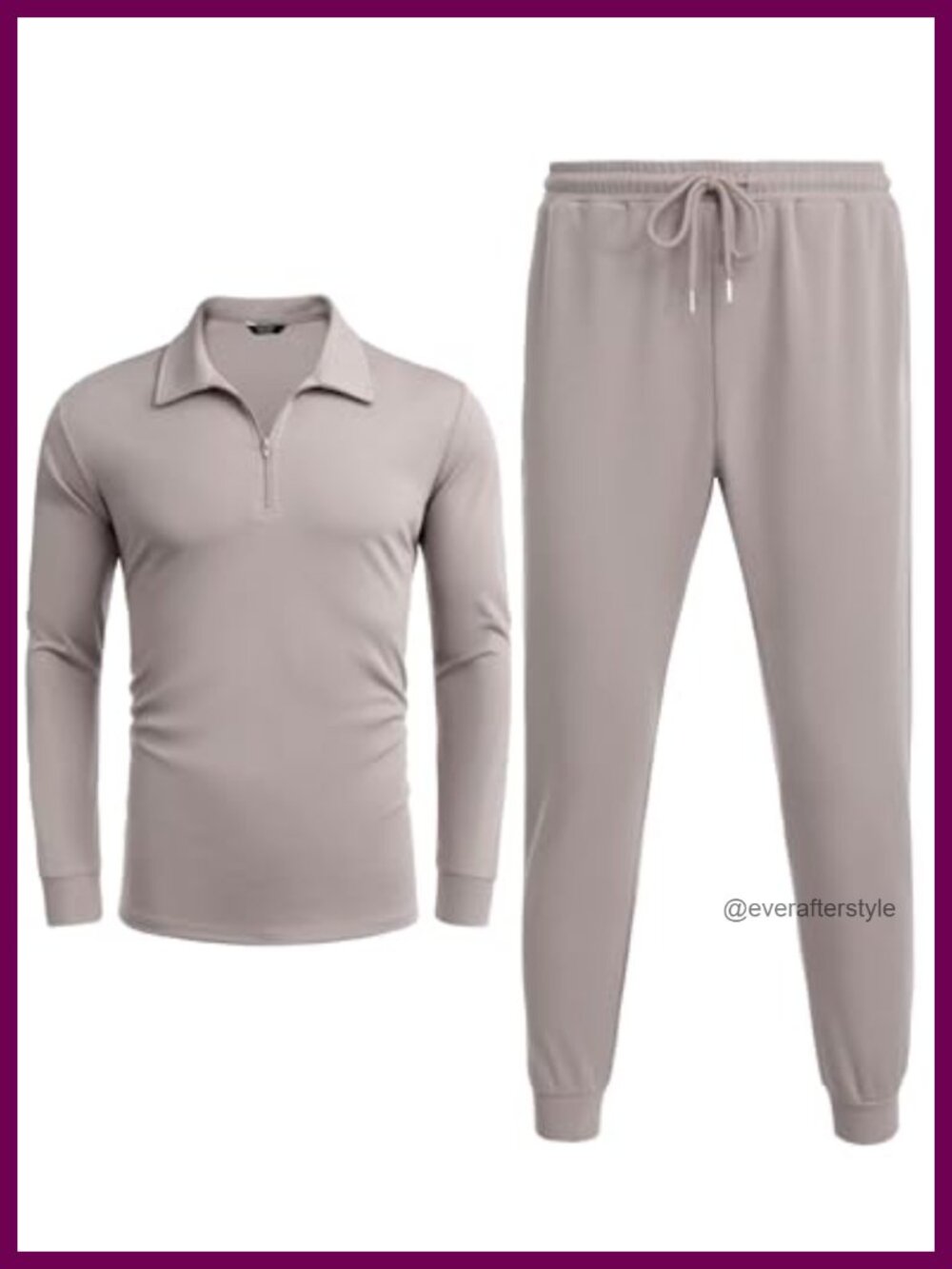 Men's 2 Piece Quarter Zip Polo Tracksuit Set Athletic Sweatsuit - Picture 5 of 6